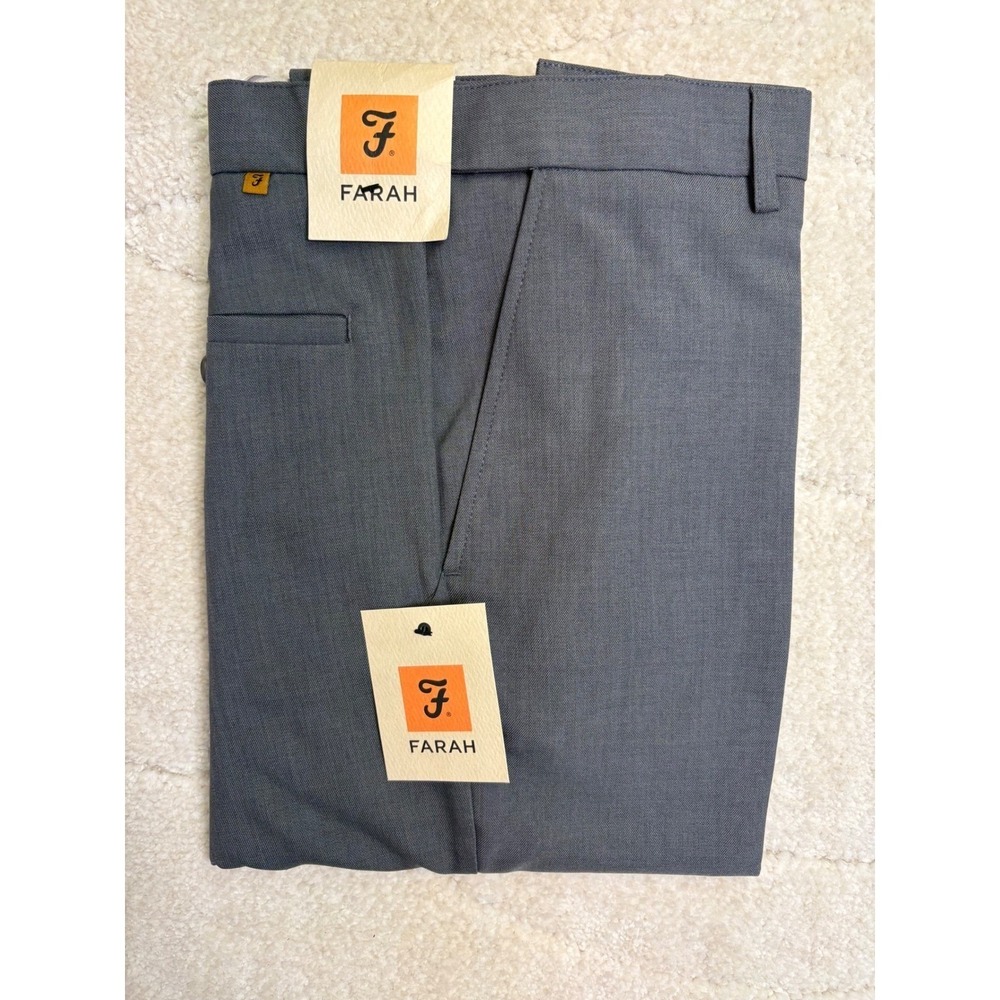 Farah Flex FABS7090 Mens Trousers Grey 34W 31L Dress Pants NEW WITH TAGS